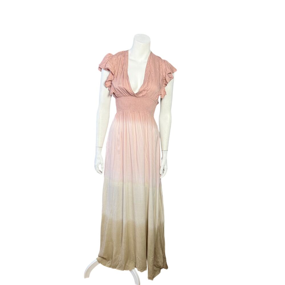 New Tiare Hawaii Dress Women's Medium Maxi Ombre Blush Pink Cream